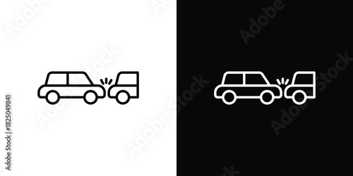 Rear end collision icons big set. A collection of simple black symbols