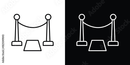 Red carpet icons big set. A collection of simple black symbols