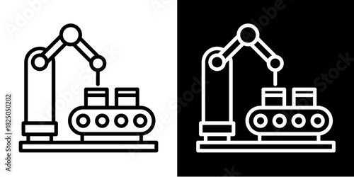 Automated Production  Icon Set White Mix Style Collection