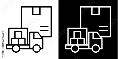 Freight Transport  Icon Set White Mix Style Collection