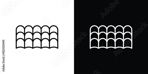 Roof tile icons big set. A collection of simple black symbols
