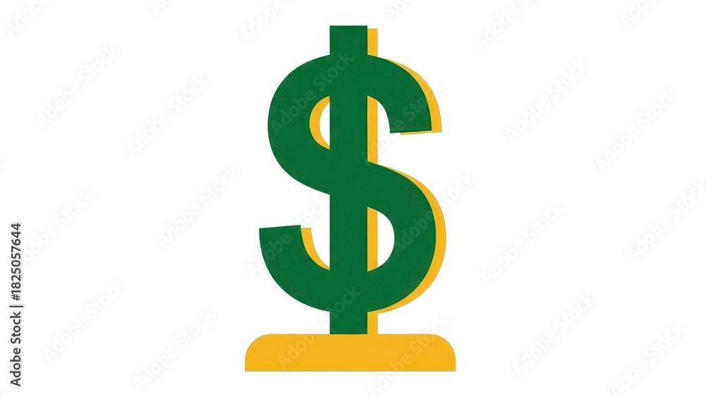 Fototapeta premium Green Dollar Sign Symbol on Yellow Base.
