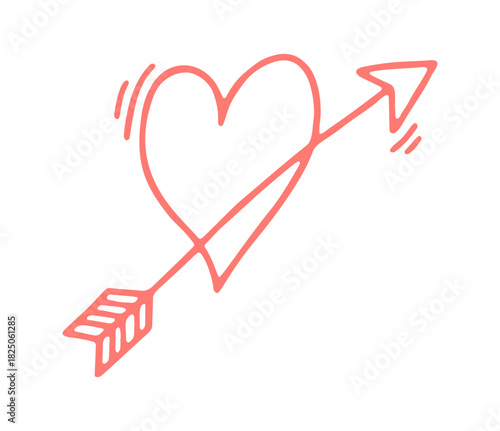 heart arrow doodle. Vector doodle illustration icon isolated on white bg