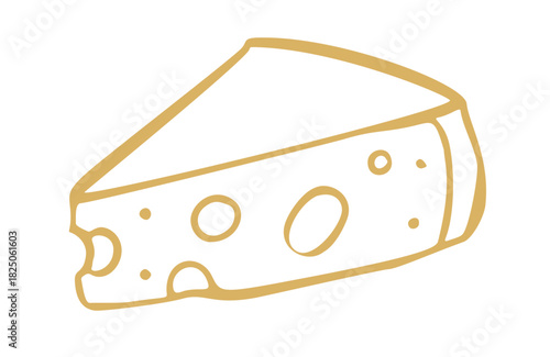 slice cheese mediterranean doodle. Vector doodle illustration icon isolated on white bg
