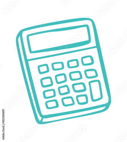 calculator hand drawn doodle. Vector doodle illustration icon isolated on white bg