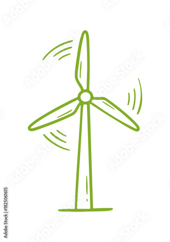 wind turbine doodle icon. Vector doodle illustration icon isolated on white bg