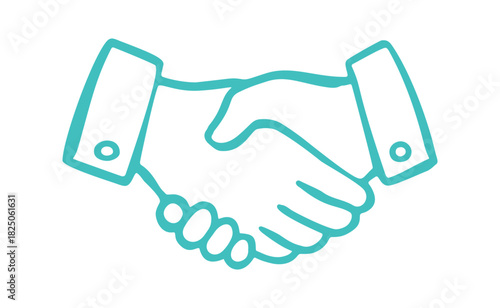 handshake hand drawn doodle. Vector doodle illustration icon isolated on white bg