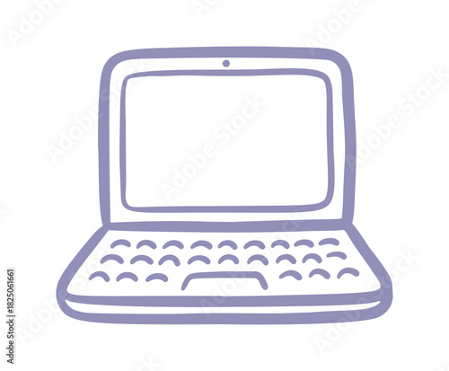 laptop hand drawn doodle. Vector doodle illustration icon isolated on white bg
