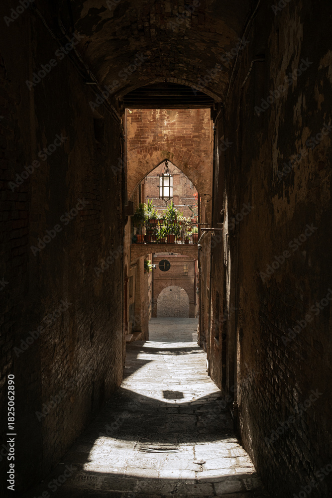 Fototapeta premium Callejón medieval con iluminación natural