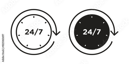 24 7 icons. High-quality vector designs