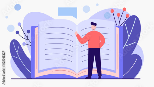 Giant Open Book Learning Concept – Modern Flat Education Illustration