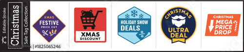Grab attention with these festive Christmas sale tag designs offering mega price drops and holiday snow deals for your holiday promotions and campaigns