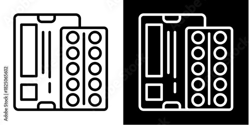 Blister Pack  Icon Set White Mix Style Collection