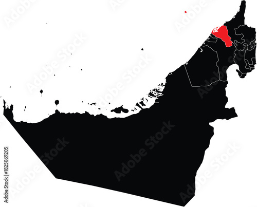 Vector Map of Umm Al Quwain on Map of UAE
