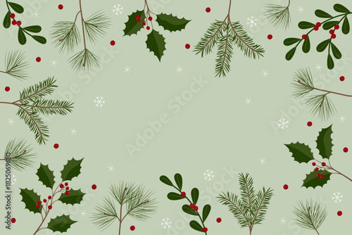 Vektorgrafik mit Zweigen und Beeren. Freier Platz für Text. Vorlage für Einladungen, Grußkarten, Social Media Posts und Werbung.