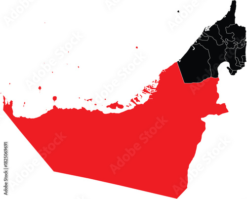 Vector Map of Abu Dhabi on the Map of UAE