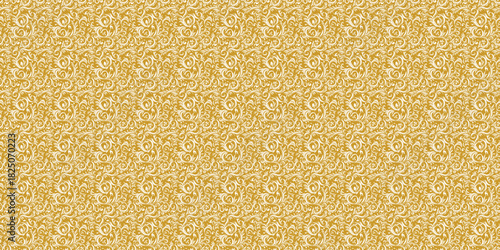 Gold and White Damask Floral Pattern Background