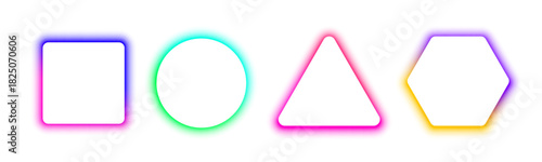 Circles, triangles, and pentagons glow together in a luminous cluster. Subtle gradients enhance their geometric harmony. This composition brings a sleek futuristic vibe to digital layouts.