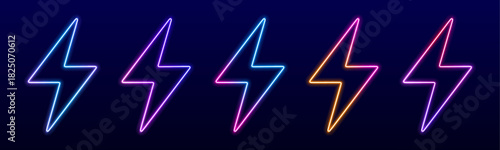 Electric lightning lines connect glowing geometric shapes in a dark neon field. Bright reflections enhance their intense energy. The composition fits gaming visuals, tech ads, and cyberpunk themes.