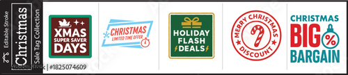Boost Your Holiday Sales with these Editable Christmas Tag Collection offering Xmas Super Saver Days and Holiday Flash Deals for Limited Time Offer