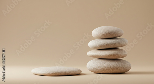 Four Stacked Zen Stones and Single Stone Podium