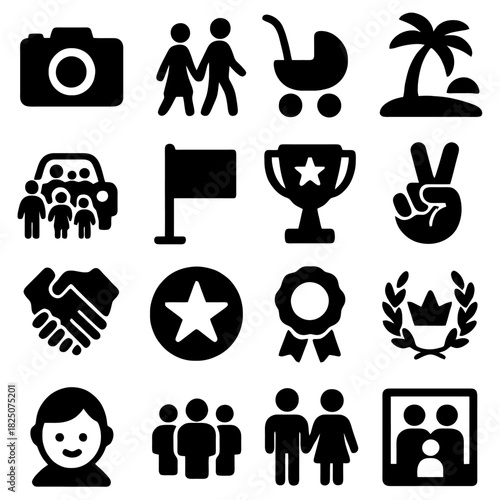 Icon Collection: A comprehensive collection of iconic symbols representing various concepts and themes, designed for versatile use in a multitude of applications. 