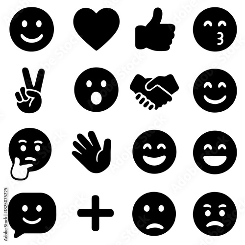 Emoticon Emotions: A collection of various emoticons, each with its unique facial expression and symbol, is displayed, each conveying a specific emotion.