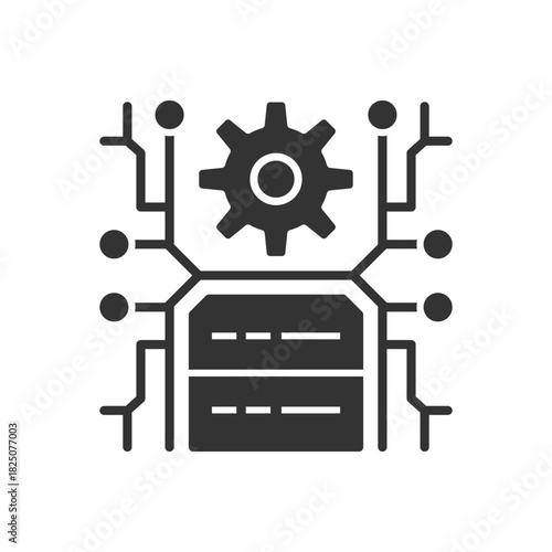 AI Server With Gear Icon - Big Data Icon