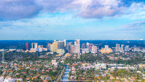 Aerial View of Fort Lauderdale Coastline and Cityscape, Florida”