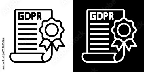 Gdpr Certified Document  Icon Set White Style Collection

