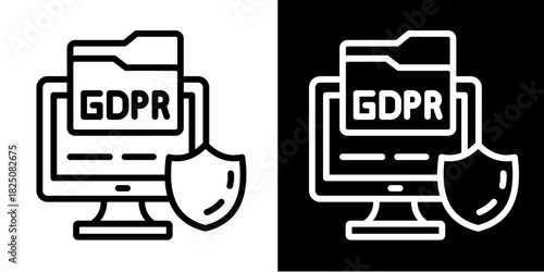 Gdpr Secure Folder  Icon Set White Style Collection
