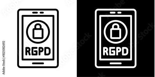 Rgpd Mobile Security  Icon Set White Style Collection
