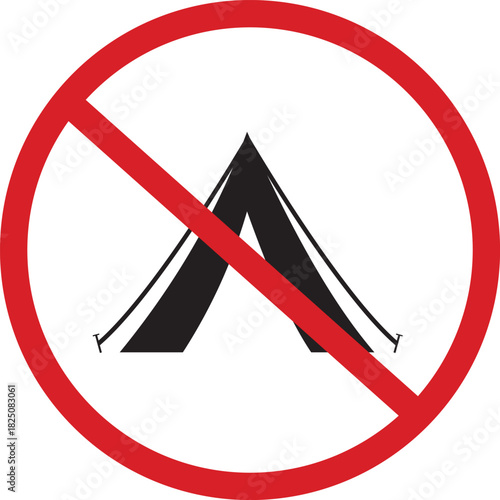 No Camping Allowed Sign Vector Illustration