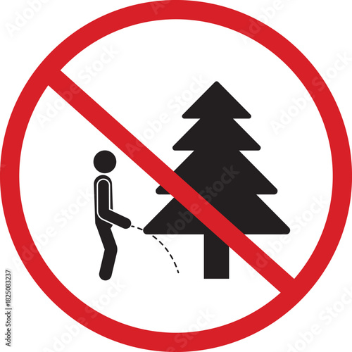 Prohibition Sign Forbidding Urinating on a Tree