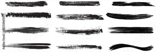 Beautiful Brushes vector collection. Grunge Elements - Brush strokes, ink paint brushes, grunge lines. Rectangle text box for social media and network. vector