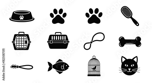 Essential vector pet care collection items for happy and healthy animal lifestyle