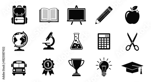 Back to school icons perfect for education projects, teacher resources and school designs