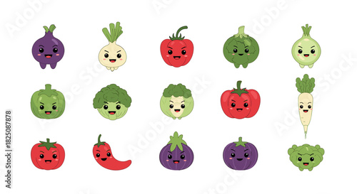 Cute vegetable characters offering a healthy, friendly food concept for children's design
