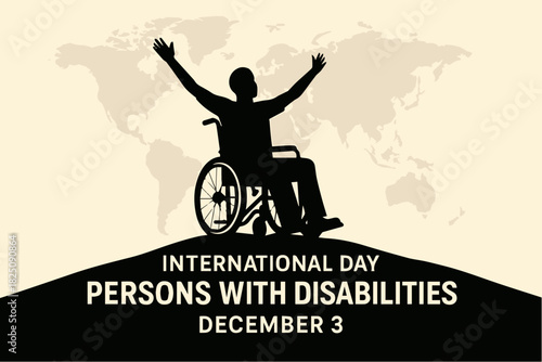 Vector illustration of a person in a wheelchair celebrating diversity and inclusion on a global scale. EPS graphic design for disability awareness