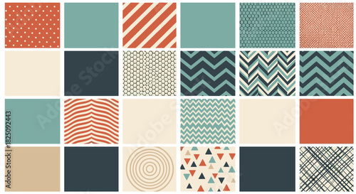 Retro geometric seamless pattern collection for textile design and vintage wallpaper decor