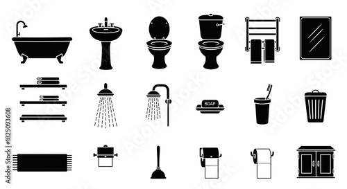 Modern bathroom fixtures and fittings for interior design projects and renovations ready to use