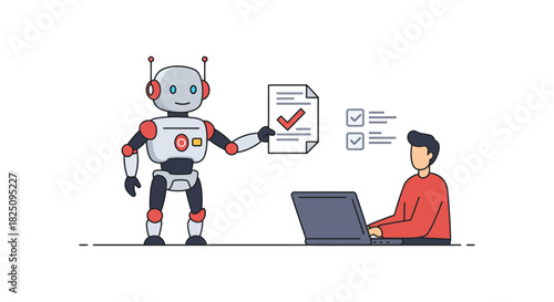 ai automation completing tasks for a man working on a laptop showcasing efficiency and productivity in the modern office ideal for tech blogs