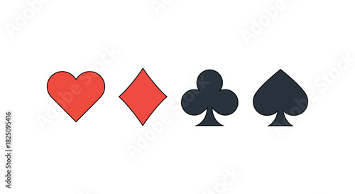 card suits symbolic heart diamond club spade symbols representing playing cards used in games of chance and representing risk casino night theme