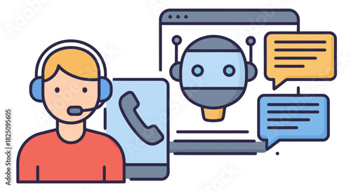 customer support chatbot connecting via phone and online chat facilitating seamless communication and enhancing customer experience ideal for tech websites
