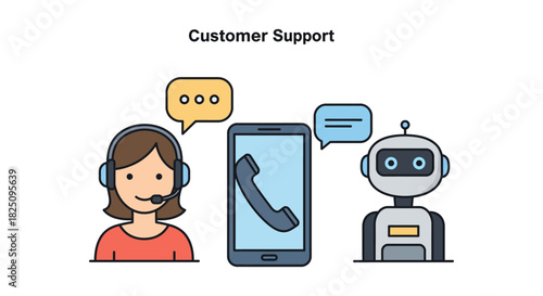 customer support with phone call and chatbot assistant for help center services offering assistance and virtual agent solutions modern support