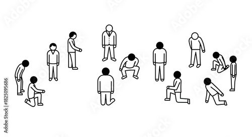 diverse group of people individuals in various poses portraying community and inclusivity ideal for social commentary and diverse representation.