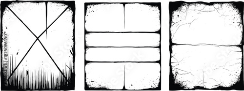 Grunge Square Elements Textures, Grungy Frames, Rough Designs, Vintage Aesthetics, Graphic Structures