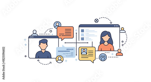 virtual communication connecting colleagues in a digital workspace for online collaboration enhancing teamwork and productivity through remote interaction