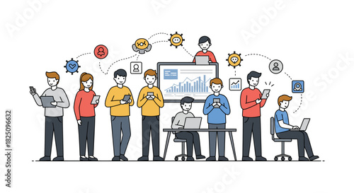 Technology connection people using digital devices to communicate and share data depicting global network  modern lifestyle ideal for tech blog