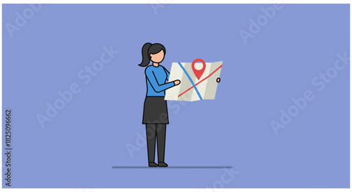 woman holding a map planning a route for travel highlighting navigation and exploration for adventure showcasing finding locations easily